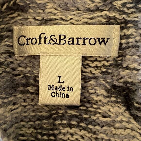 Croft & Barrow Womans Size L Blue Gray Long Sleeve Mock Neck Chunky Knit Sweater - Picture 3 of 8